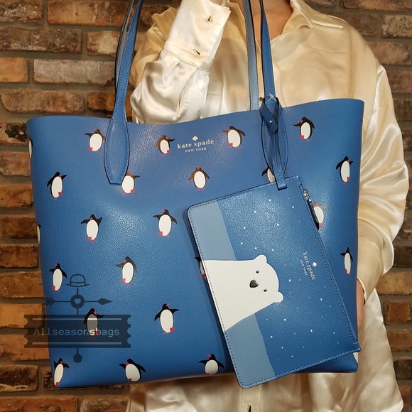 kate spade Handbags - KATE SPADE ARCTIC FRIENDS PENGUIN LARGE REVERSIBLE TOTE W/WRISLET K4745 NWT $35
